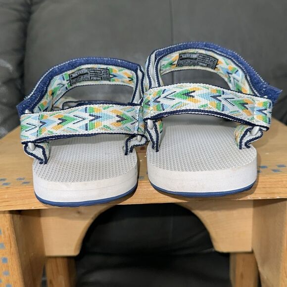 TEVA 13 Gray Blue Green Original Universal Mens Canvas Velcro Sandals - Picture 5 of 8